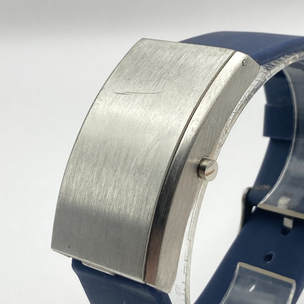 Paul Jardin Hidden Dial Watch Silver Tone Unisex 28mm Blue Silicone New Battery